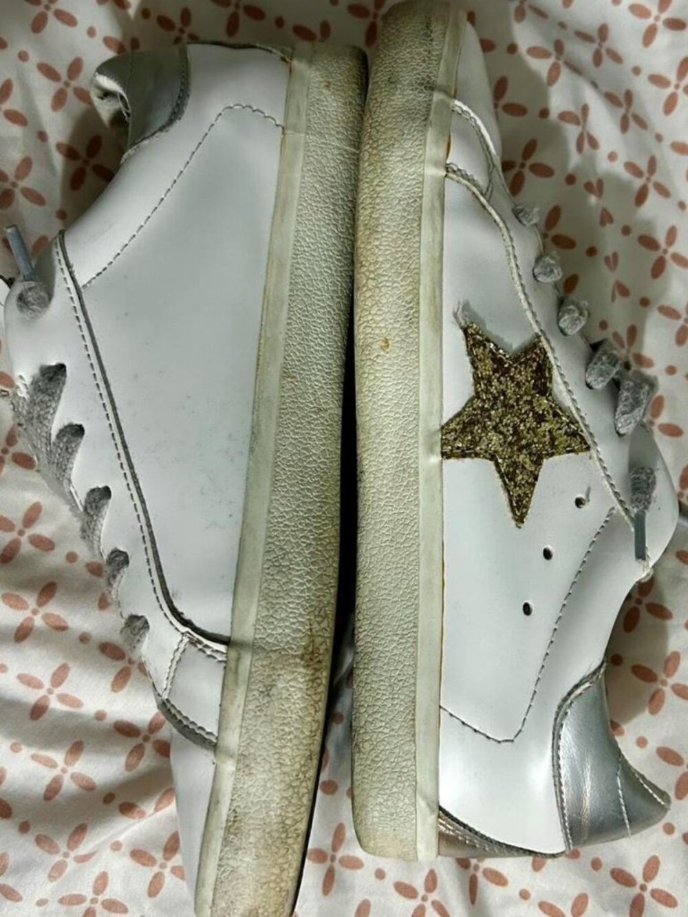Women's White and gold star sneakers